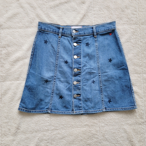 Sundry Denim A-Line Star Print Mini Skirt - Picture 2 of 4